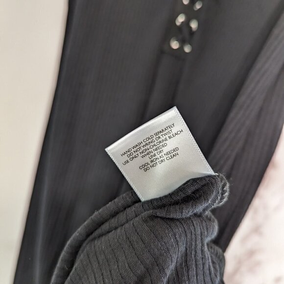 Modcloth Dress Women 8 10 Medium Black Maxi Tank Sleeveless Rib Lattice Tie - Picture 11 of 13